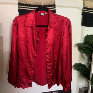 Faux silk button down
